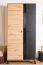 Kleiderschrank mit einer Kleiderstange Lassila 01, Farbe: Eiche Artisan / Schwarz - Abmessungen: 191 x 92 x 54 cm (H x B x T), mit 2 Türen und fünf Fächern