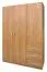 Kleiderschrank | 3 Drehtüren | 3 Schubladen | 4 Fächer | mit Kleiderstange | 140 cm breit | Farbe: Erle Abbildung