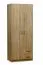 Schmaler Kleiderschrank | 2 Drehtüren | 2 Schubladen | 5 Fächer | mit Kleiderstange | 80 cm breit | Farbe: Sonoma Eiche Abbildung