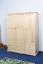 Kleiderschrank | 3 Drehtüren | 4 Schubladen | 4 Fächer | mit Kleiderstange | 154 cm breit | Massivholz | Farbe: Natur Abbildung