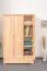 Kleiderschrank | 3 Drehtüren | 2 Schubladen | 4 Fächer | mit Kleiderstange | 120 cm breit | Massivholz | Farbe: Natur Abbildung