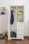 Kleiderschrank | 1 Drehtür | 4 Schubladen | mit Kleiderstange | 90 cm breit | Massivholz | Farbe: Weiß Abbildung
