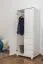 Kleiderschrank | 1 Drehtür | 4 Schubladen | mit Kleiderstange | 90 cm breit | Massivholz | Farbe: Weiß Abbildung