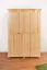 Kleiderschrank | 3 Drehtüren | 5 Fächer | mit Kleiderstange | 135 cm breit | Massivholz | Farbe: Natur Abbildung