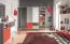Jugendzimmer - Kommode Syrina 08, Farbe: Weiß / Grau / Rot - Abmessungen: 96 x 103 x 45 cm (H x B x T)