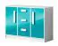 Kinderzimmer - Kommode Walter 06, Farbe: Weiß / Blau Hochglanz - 85 x 120 x 40 cm (H x B x T)