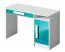 Kinderzimmer - Schreibtisch Walter 09, Farbe: Weiß / Blau Hochglanz - 80 x 120 x 50 cm (H x B x T)