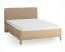 Doppelbett | Farbe: Eiche / Taupe | Eiche massiv | 140 x 200 cm | dezent abgerundete Form | Gästebett | inkl. Lattenrost | weich gepolsterte Kopfstütze