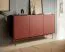 Kommode Cascob 02 mit Soft Close System und 6 Fächern, Keramikrot / Eiche, 83 x 144 x 37 cm, schlichtes griffloses Design, viel Stauraum