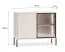 Kommode | klein | Kaschmir | 1 Glastür mit Aluminiumrahmen | 4 Fächer | inkl. LED-Beleuchtung | Push-to-open Funktion | 107 x 40 x 86 cm | Beine: Metall