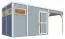 Gartenhaus Basel 03 mit Anbaudach inkl. Fußboden und Dachpappe, Hellgrau lackiert - 19 mm Elementgartenhaus, Nutzfläche: 7,70 m², Flachdach