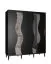 Stylischer Schiebetürenschrank mit Spiegel Jotunheimen 224, Farbe: Schwarz - Abmessungen: 208 x 180,5 x 62 cm (H x B x T)