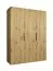 Drehtürenschrank mit drei Türen Korab 12, Farbe: Eiche Artisan, zwei Kleiderstangen, 1,5 Meter breit, Griffe: Schwarz, Soft-Close-Funktion, zwei Fächer