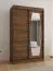 Schiebetürenschrank / Kleiderschrank | Farbe: Walnuss | zwei Kleiderstangen | 1,2 Meter breit | Aluminiumschienen | eine Spiegeltür | fünf Fächer