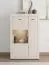 Vitrine | Farbe: Kaschmir | klein | 1 Glastür | Maße: 83,5 x 35 x 130 cm | 1 Drehtür | 3 Fächer | getöntes Glas | Metallgriffe | schlichtes Design