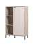 Kommode / Highboard mit einer Tür Zitiste 06, Farbe: Eiche Grau / Kaschmir, sechs Fächer, ABS-Kanten, Maße: 131 x 86,5 x 40 cm, Beine & Griffe: Metall