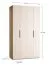 Falttür / Kleiderschrank | Farbe: Beige | 2 Türen | inkl. LED-Beleuchtung | 3 Schubladen | Griffe: Rose Gold | 127 x 60 x 225 cm | eine Kleiderstange