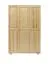 Kleiderschrank | 3 Drehtüren | 4 Fächer | mit Kleiderstange | 133 cm breit | Massivholz | Farbe: Natur Abbildung