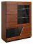 Wohnzimmerschrank, Vitrine, 102 cm breit, teilmassiv, Farbe: Walnuss / Schwarz Abbildung