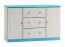Kommode Kiefer massiv Vollholz weiß blau lackiert 002 - Abmessung 78 x 115 x 47 cm (H x B x T)