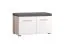 Sitzbank mit Stauraum Kove 03, Farbe: Eiche Grau / Weiß Hochglanz, zwei Fächer, gepolsterte Sitzfläche, Maße: 45 x 79 x 35 cm, modernes Design