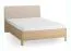 Doppelbett | Farbe: Eiche / Beige | Eiche massiv | 140 x 200 cm | dezent abgerundete Form | Gästebett | inkl. Lattenrost | weich gepolsterte Kopfstütze