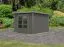 Holz Gartenhaus, nordische Fichte terragrau/graualuminium, wetterfestes Trapezblech-Pultdach, robuste Stahlecken, Zylinderschloss, 2,70 × 2,70 m