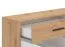 Sideboard / Kommode mit drei Türen Brus 04, Farbe: Eiche Artisan / Weiß, eine Schublade, vier Fächer, ABS-Kanten, Maße: 80,5 x 119 x 33 cm, für Wohnzimmer