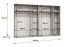 Drehtürenschrank mit 3 Meter breite | Farbe: Walnuss | sechs Türen | Soft-Close-Funktion | vier Fächer | Griffe: Silber | vier Kleiderstangen | Kleiderschrank