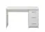 Schreibtisch Powar 02, Farbe: Weiß, drei Schubladen, Griffe: Grau, Maße: 74,5 x 121 x 50 cm, ABS-Kantenschutz, schlichtes Design, für Büro