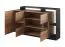 Kommode | Farbe: Eiche Gold Craft / Anthrazit | 2 Glastüren | 1 Holztür | 155 x 44 x 94 cm | 5 Fächer | Sideboard | griffloses System | ABS-Kanten