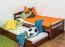 Einzelbett / Gästebett "Easy Premium Line" K1/2h inkl. 2. Liegeplatz und 2 Abdeckblenden, 90 x 200 cm Buche Vollholz massiv dunkelbraun lackiert