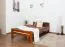 Einzelbett/ Gästebett "Easy Premium Line" K4, 120 x 200 cm Buche Vollholz massiv kirschrot lackiert