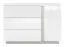 Kommode Antioch 07, Farbe: Weiß Glanz / Hellgrau - Abmessungen: 95 x 138 x 40 cm (H x B x T), mit 1 Tür, 3 Schubladen und 2 Fächern