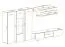 Wohnwand hängend Hompland 171, Farbe: Weiß / Schwarz - Abmessungen: 170 x 260 x 40 cm (H x B x T), mit Push-to-open Funktion