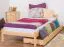 Kinderbett 90 x 200 cm | Massivholz: Kiefer | Natur Lackiert | inkl. Rollrost Abbildung