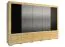 Großer 303 cm breiter Kleiderschrank mit 5 Türen, 16 Fächern und 6 Schubladen | teilmassiv | Farbe: Eiche / Schwarz | Tiefe: 61 cm Abbildung