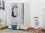 Kleiderschrank | 3 Drehtüren | 2 Schubladen | 4 Fächer | mit Kleiderstange | 133 cm breit | Massivholz | Farbe: Weiß Abbildung