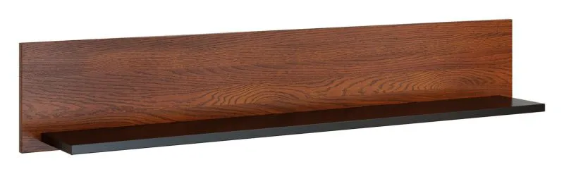 Küchenregal Hängeregal Küchen-Wandregal - 122 cm breit, Farbe: Walnuss / Schwarz Abbildung