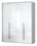 Drehtürenschrank / Kleiderschrank mit Rahmen Siumu 23, Farbe: Weiß / Weiß Hochglanz - 226 x 187 x 60 cm (H x B x T)