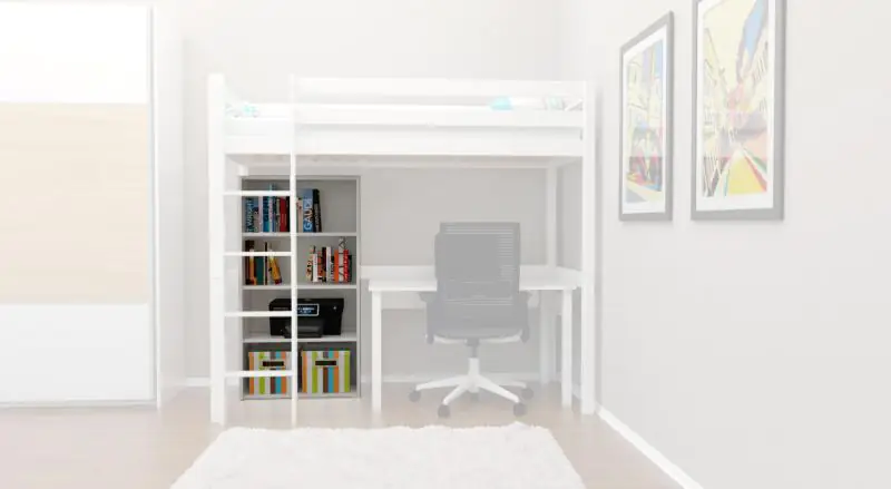 Regal, Küchenregal, Wohnzimmerregal, Bücherregal - 33,5 cm breit, Buche Holz-Massiv, Farbe: Weiß Abbildung