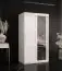 Schmaler Kleiderschrank mit einer Spiegeltür Liskamm 25, Farbe: Weiß matt - Abmessungen: 200 x 100 x 62 cm (H x B x T), mit fünf Fächern