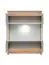 Kleine Vitrine Asheim 03 mit LED Beleuchtung, Grau / Eiche Artisan, 111 x 90 x 40 cm, Push To Open, matte Oberfläche, 3 Fächer, 2 Türen