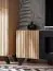 TV-Unterschrank Nordkapp 05, Farbe: Hickory Jackson / Schwarz - Abmessungen: 52 x 160 x 45 cm (H x B x T), mit zwei Fächern und einen Schwarzen Biokamin