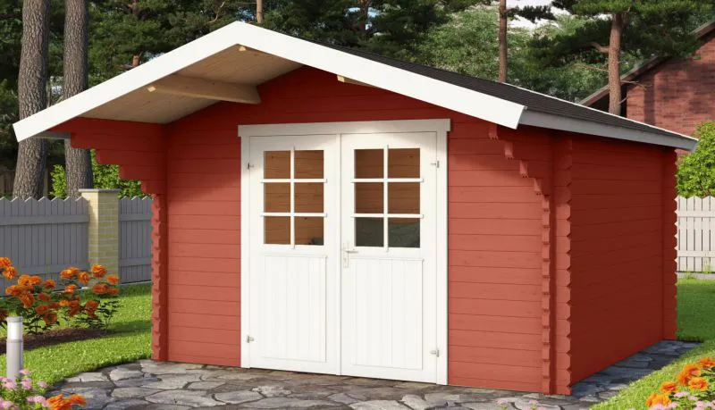 Gartenhaus G261 Schwedenrot - 34 mm Blockbohlenhaus, Grundfläche: 8,60 m², Satteldach