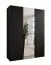 Drehtürenschrank / Kleiderschrank | Farbe: Schwarz | 1 Spiegeltür | Griffe: Schwarz | 2 Fächer | Soft-Close | 2 Kleiderstangen | Maße: 150 x 52 x 202 cm | ABS