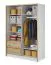 Moderner Kleiderschrank mit sechs Fächern und zwei Schubladen Kirkdale 09, Farbe: Weiß / Eiche Artisan - Abmessungen: 214 x 154 x 62 cm (H x B x T), mit genügend Stauraum