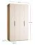 Falttür / Kleiderschrank | Farbe: Beige / Eiche | 2 Türen | Soft-Close-Funktion | 124 x 60 x 225 cm | inkl. LED-Beleuchtung mit Bewegungssenor