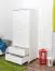 Kleiderschrank | 2 Drehtüren | 2 Schubladen | 4 Fächer | mit Kleiderstange | 80 cm breit | Massivholz | Farbe: Weiß Abbildung