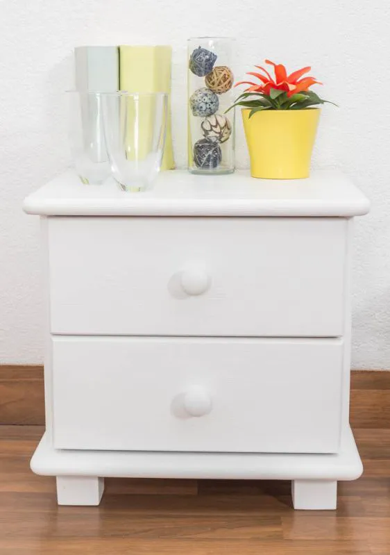 Nachtkommode Weiß 41x42x35 (HxBxT) Kiefer massiv Abbildung